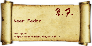 Neer Fedor névjegykártya